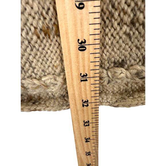 VTG Handmade Knit Cardigan Womens M L Brown Beige Cable Knit Fishermans Sweater - Picture 4 of 10